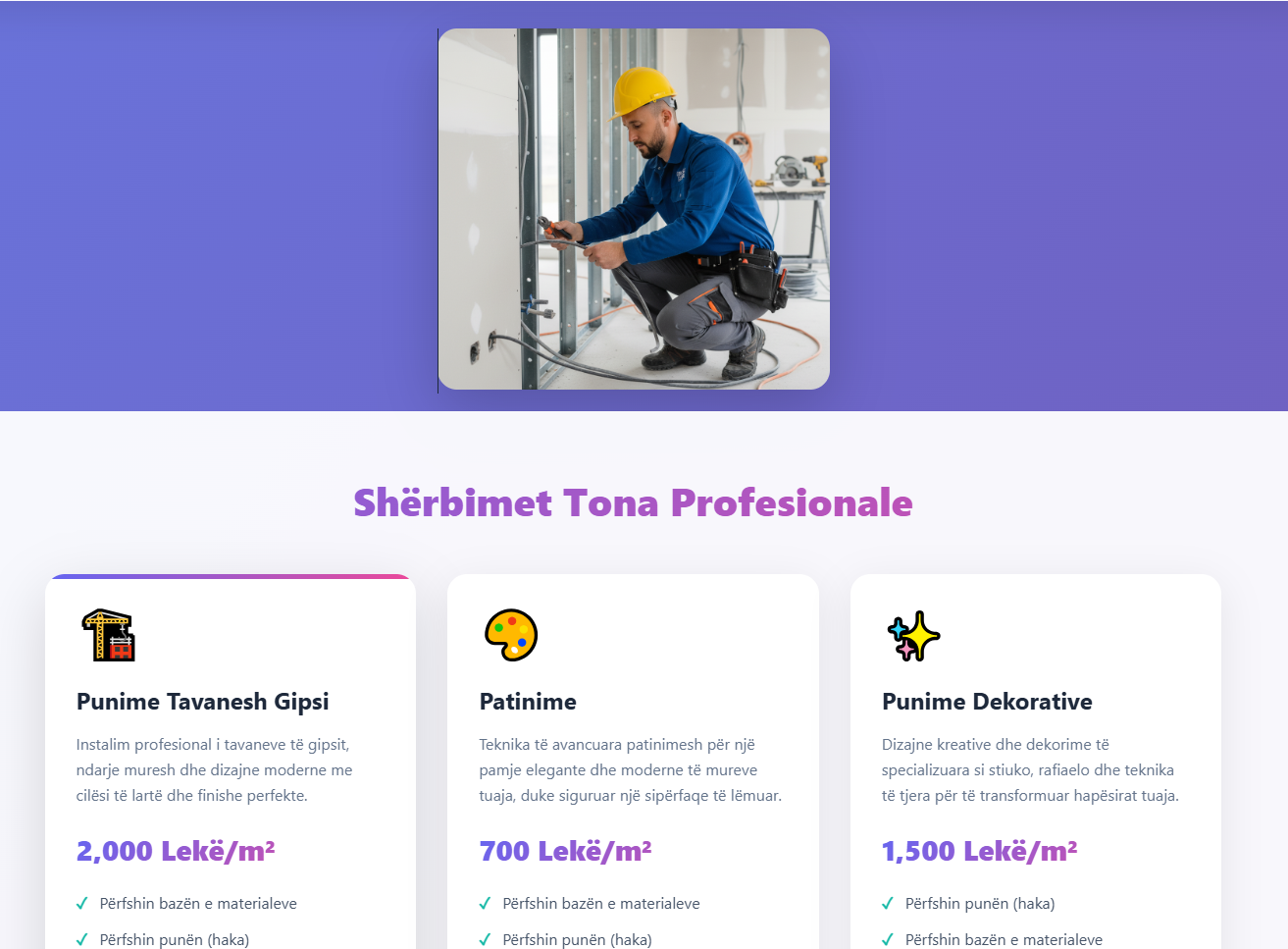 Shembull i website gipslyerjeelektrike.com